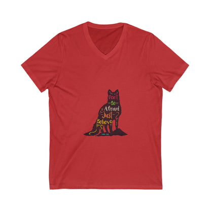 Don'T Be Afraid Just Believe Unisex Short Sleeve V-neck Tshirt