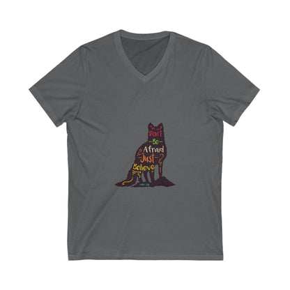 Don'T Be Afraid Just Believe Unisex Short Sleeve V-neck Tshirt