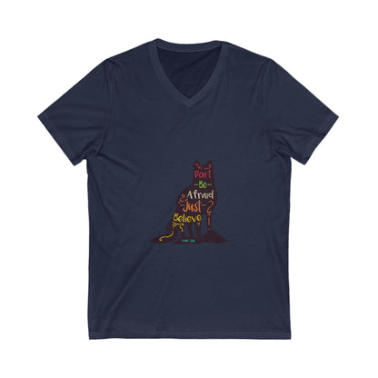 Don'T Be Afraid Just Believe Unisex Short Sleeve V-neck Tshirt