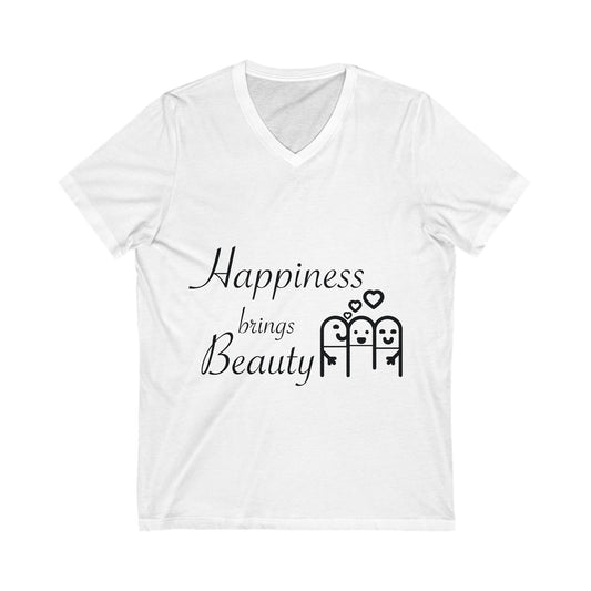 Happiness Brings Unisex Short Sleeve V-neck Tshirt