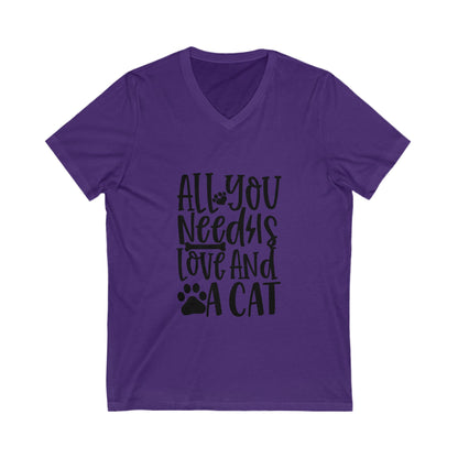 All You Need Is Love And A Cat Unisex Short Sleeve V-neck Tshirt