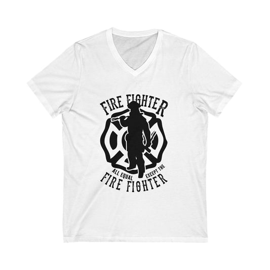 Fire Fighter Unisex Short Sleeve V-neck Tshirt