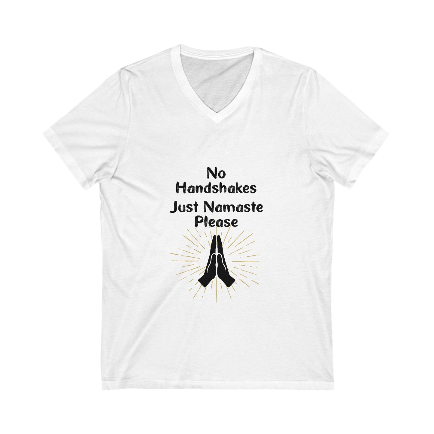 Namaste V-Neck Tee - Unisex Short Sleeve Shirt for Peaceful Living