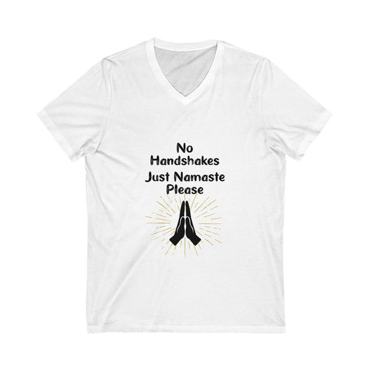 Namaste V-Neck Tee - Unisex Short Sleeve Shirt for Peaceful Living