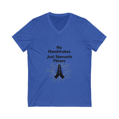 Namaste V-Neck Tee - Unisex Short Sleeve Shirt for Peaceful Living