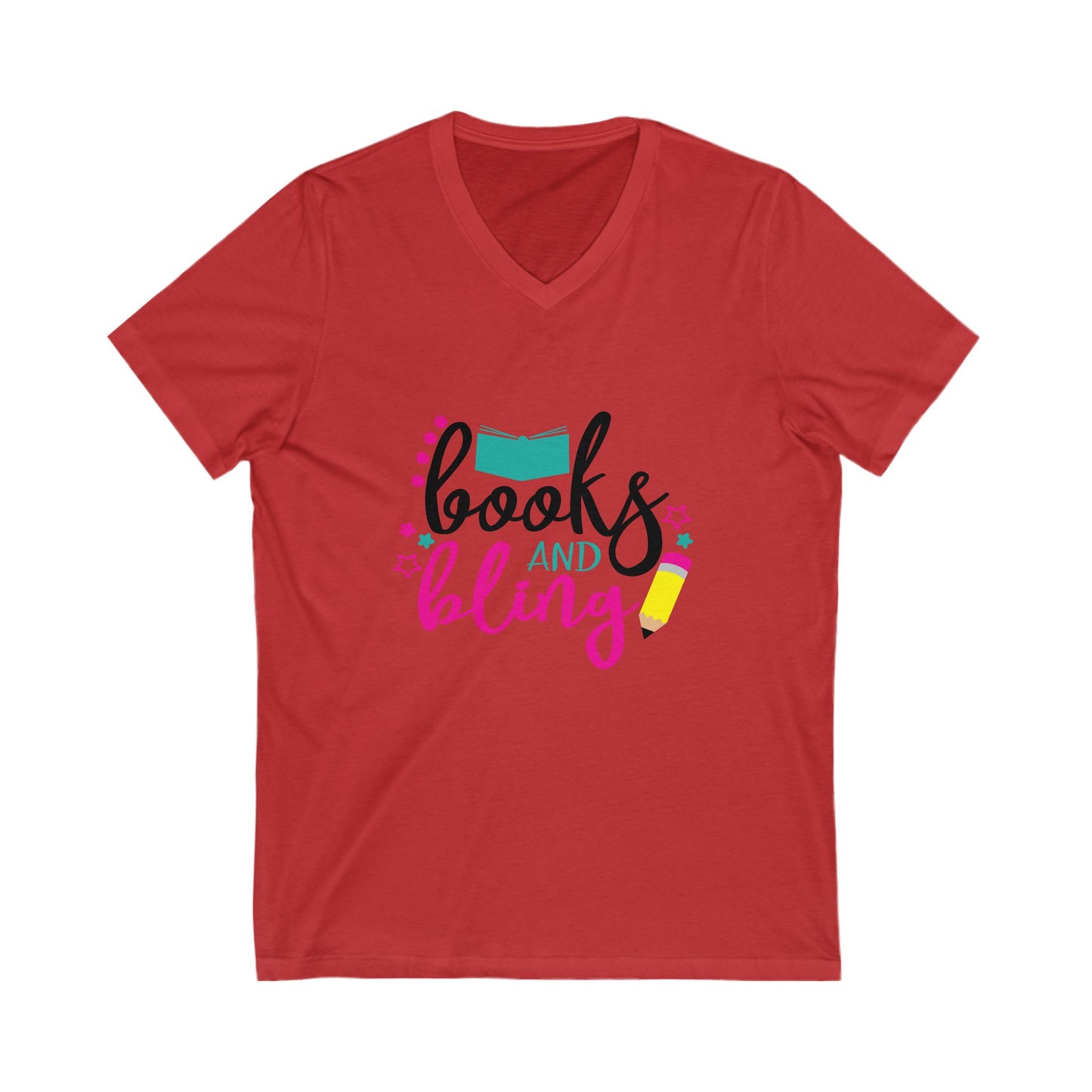 Books And Bling Unisex Short Sleeve V-neck Tshirt