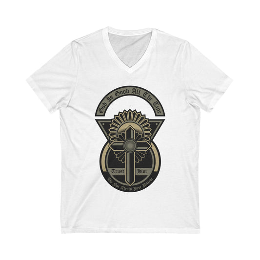 God Is Good All The Time Unisex Short Sleeve V-neck Tshirt