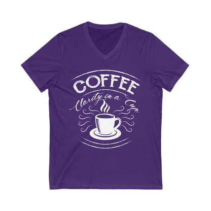 Coffee, Clarity In A Cup Unisex Short Sleeve V-neck Tshirt