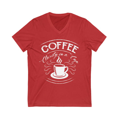Coffee, Clarity In A Cup Unisex Short Sleeve V-neck Tshirt